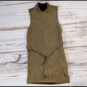 Topshop Gold Mock Neck Dress